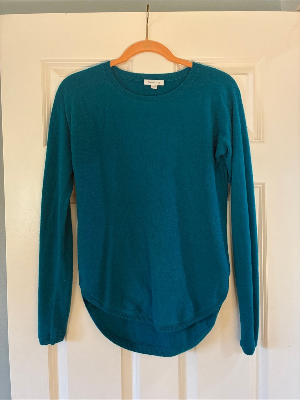 Garnet Hill Teal Cashmere Crewneck Sweater